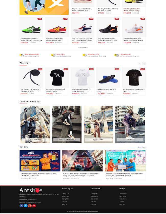Template blogspot bán hàng Ant Shoe Shop
